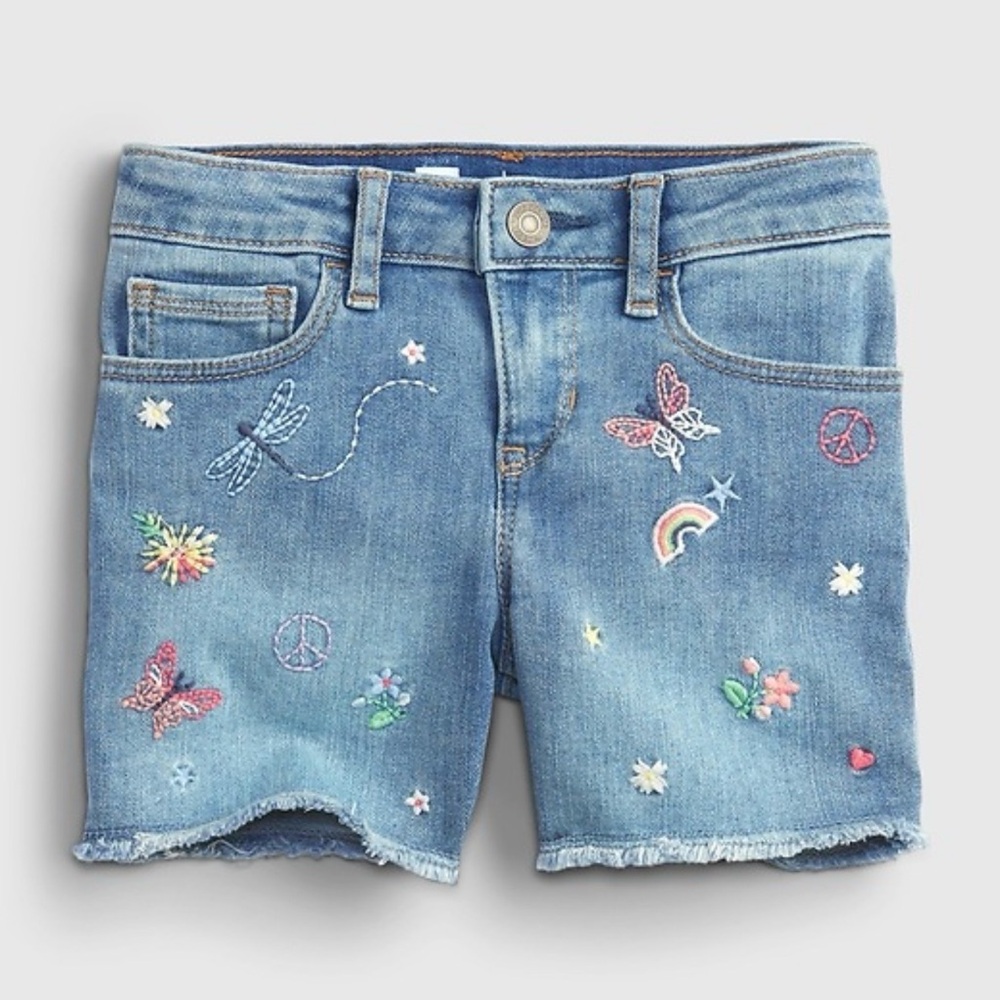 GAP Kids Embroidered Midi Shorts with Stretch